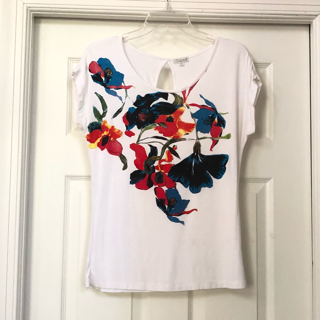 European Solar Brand Floral Viscose Top Blouse